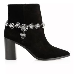 Schutz Teia Embellished Harness Suede Ankle Boots 7.5